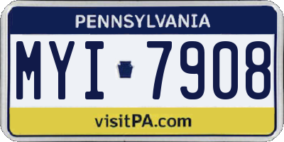 PA license plate MYI7908