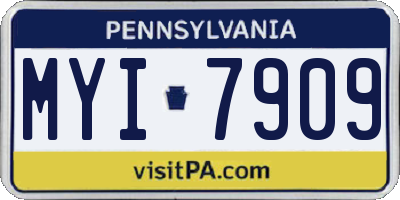 PA license plate MYI7909
