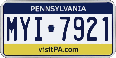 PA license plate MYI7921