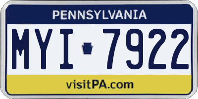 PA license plate MYI7922