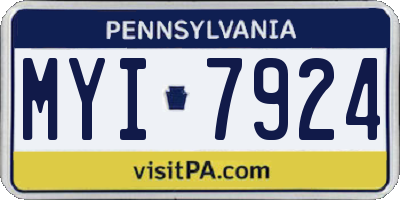PA license plate MYI7924