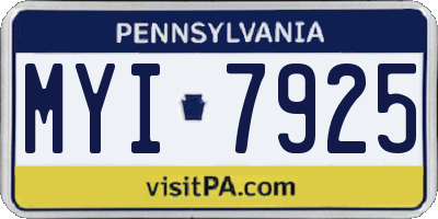 PA license plate MYI7925