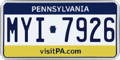 PA license plate MYI7926