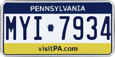 PA license plate MYI7934