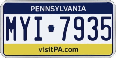 PA license plate MYI7935