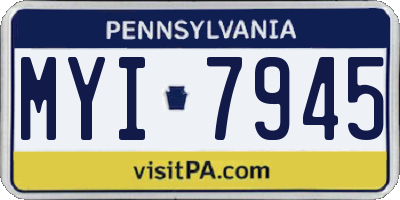 PA license plate MYI7945