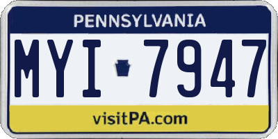 PA license plate MYI7947