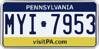 PA license plate MYI7953