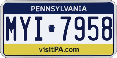 PA license plate MYI7958