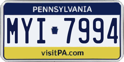 PA license plate MYI7994