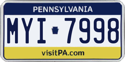 PA license plate MYI7998