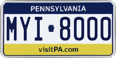 PA license plate MYI8000