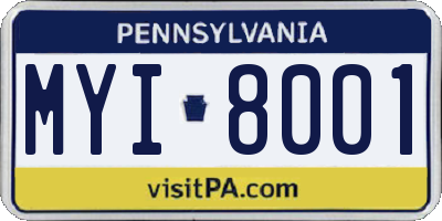 PA license plate MYI8001