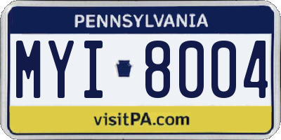 PA license plate MYI8004