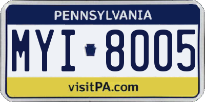 PA license plate MYI8005