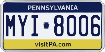 PA license plate MYI8006