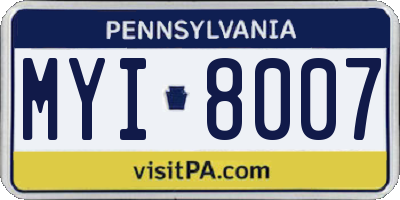 PA license plate MYI8007