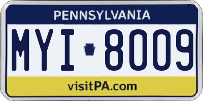 PA license plate MYI8009