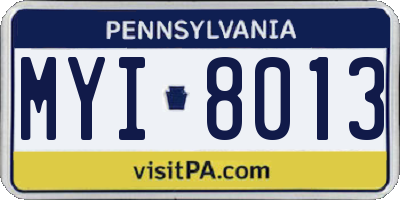 PA license plate MYI8013