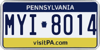 PA license plate MYI8014