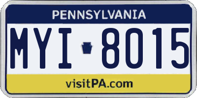 PA license plate MYI8015