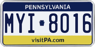 PA license plate MYI8016