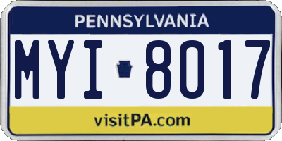 PA license plate MYI8017