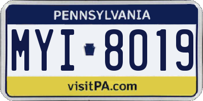 PA license plate MYI8019