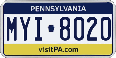 PA license plate MYI8020