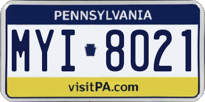 PA license plate MYI8021