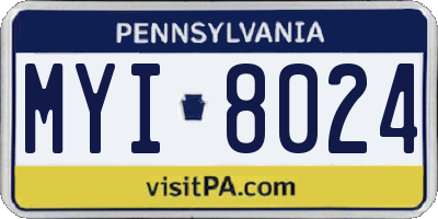 PA license plate MYI8024