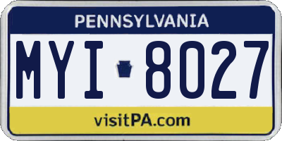 PA license plate MYI8027