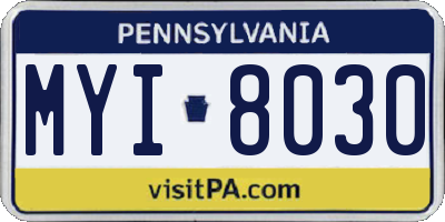PA license plate MYI8030