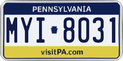 PA license plate MYI8031
