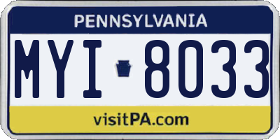 PA license plate MYI8033