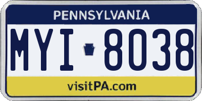PA license plate MYI8038
