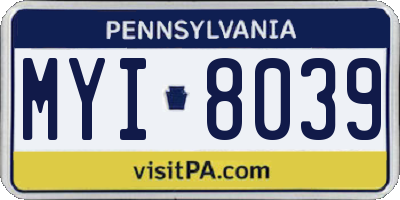 PA license plate MYI8039