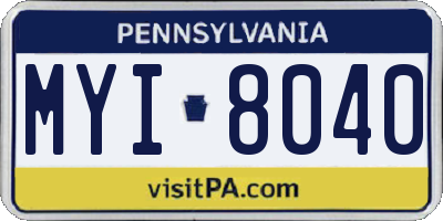 PA license plate MYI8040