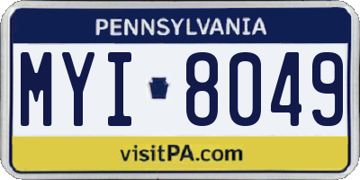 PA license plate MYI8049