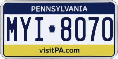 PA license plate MYI8070