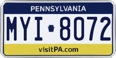 PA license plate MYI8072