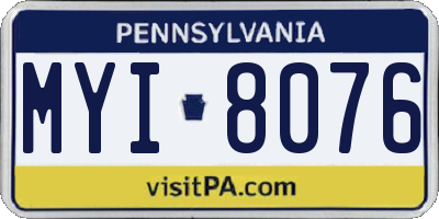 PA license plate MYI8076