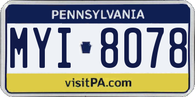 PA license plate MYI8078