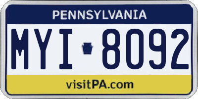 PA license plate MYI8092