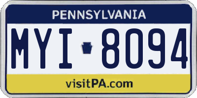 PA license plate MYI8094