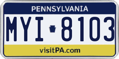 PA license plate MYI8103
