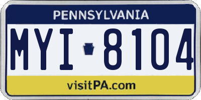 PA license plate MYI8104