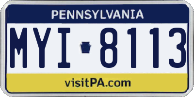 PA license plate MYI8113