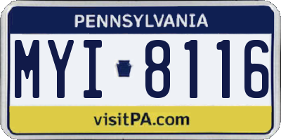 PA license plate MYI8116