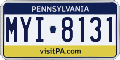 PA license plate MYI8131